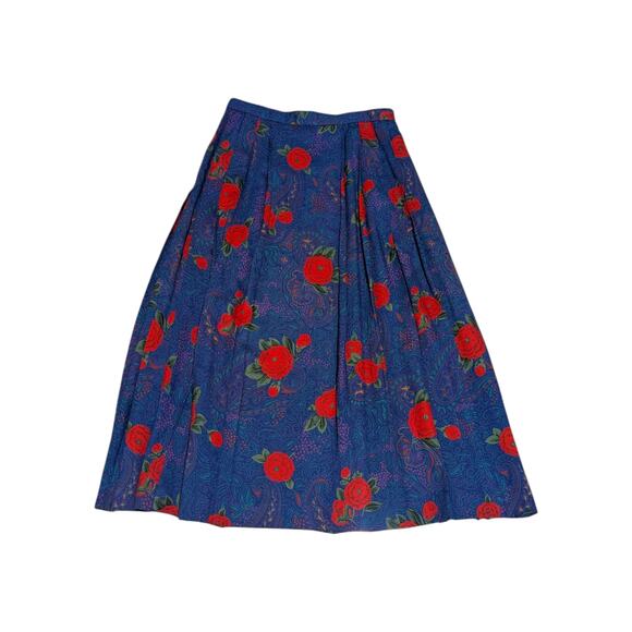 Vintage Country Sophisticates Pendleton Floral Paisley Pleated Skirt Midi Blue - Picture 2 of 3
